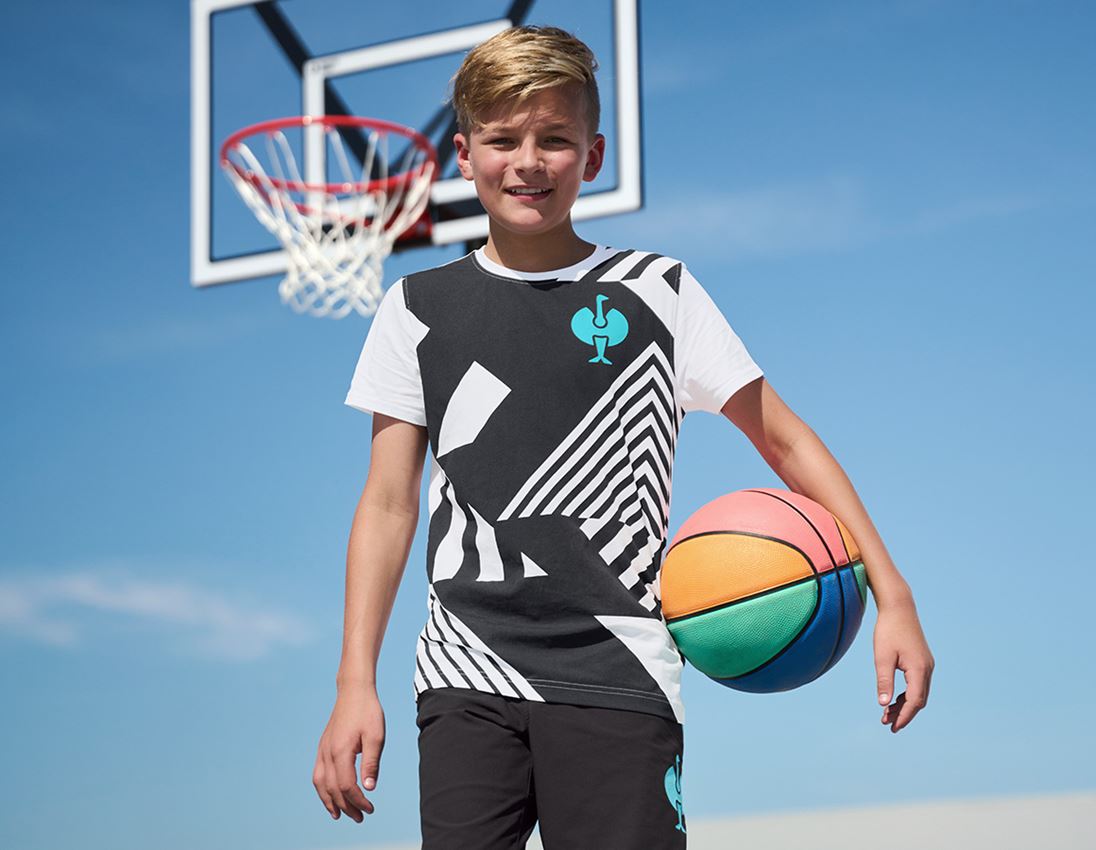 Shirts & Co.: T-Shirt e.s.trail graphic, Kinder + schwarz/weiß