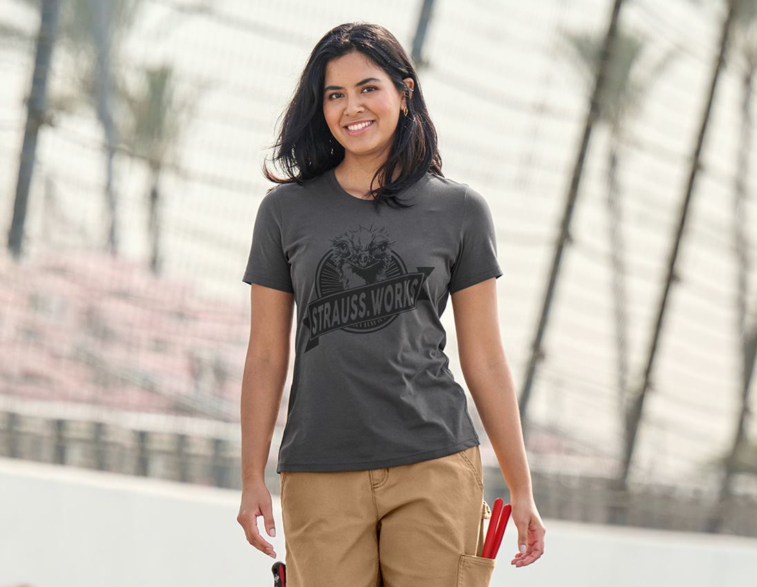 Shirts & Co.: T-Shirt e.s.iconic works, Damen + carbongrau