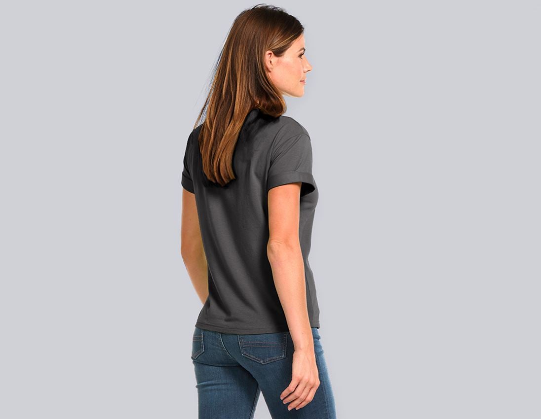 Shirts, Pullover & more: e.s. T-shirt cotton stretch rolled sleeve, ladies + anthracite 1