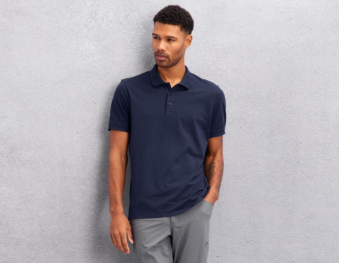 Shirts & Co.: e.s. Piqué-Polo cotton light + dunkelblau