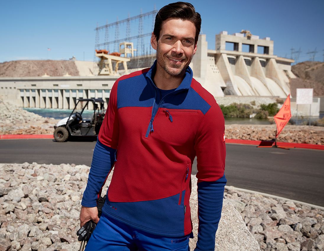 Shirts, Pullover & more: Fleece troyer e.s.motion 2020 + fiery red/royalblue