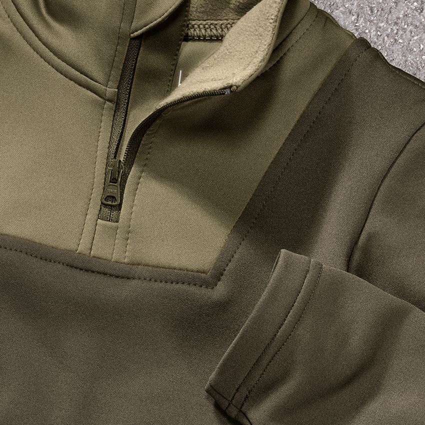 Shirts & Co.: Funkt.-Troyer thermo stretch e.s.concrete, Kinder + schlammgrün/stipagrün 2