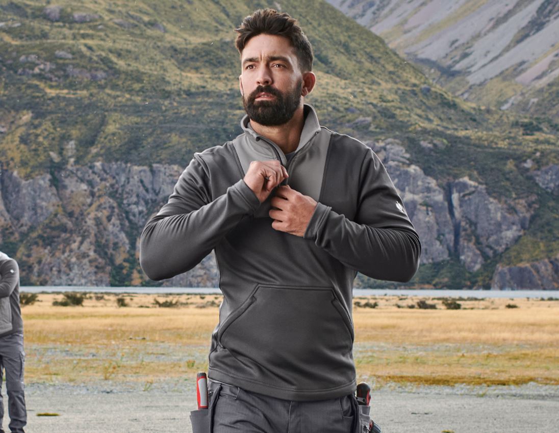 Shirts, Pullover & more: Functional-troyer thermo stretch e.s.concrete + anthracite/pearlgrey