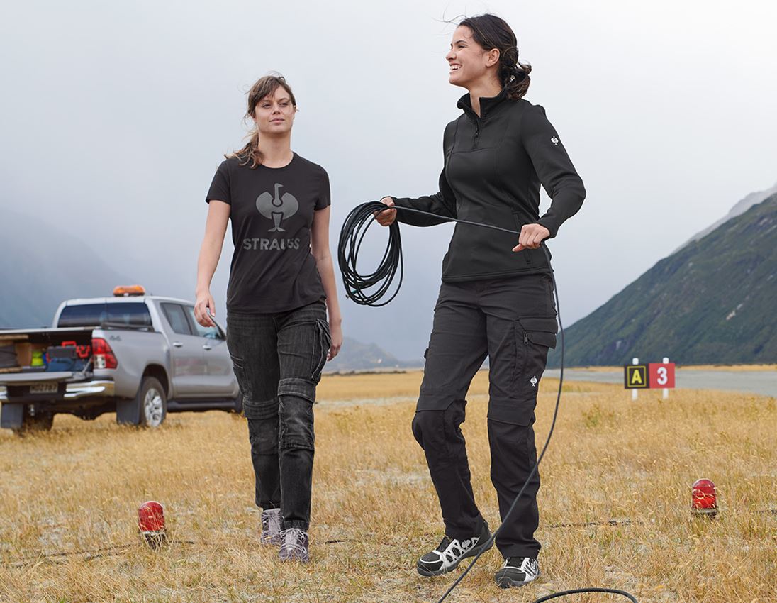 Shirts, Pullover & more: Funct.Troyer thermo stretch e.s.concrete, ladies' + black 1