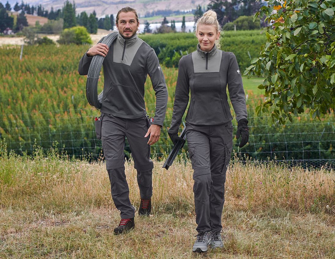Shirts, Pullover & more: Funct.Troyer thermo stretch e.s.concrete, ladies' + anthracite/pearlgrey 1