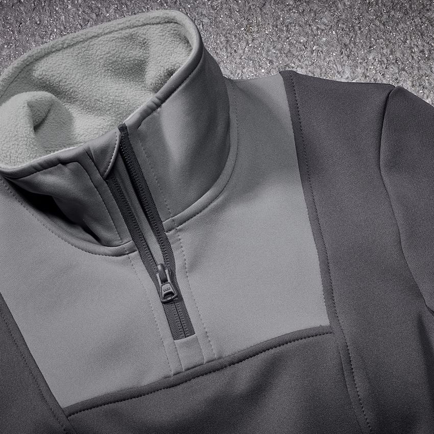 Shirts, Pullover & more: Funct.Troyer thermo stretch e.s.concrete, ladies' + anthracite/pearlgrey 2