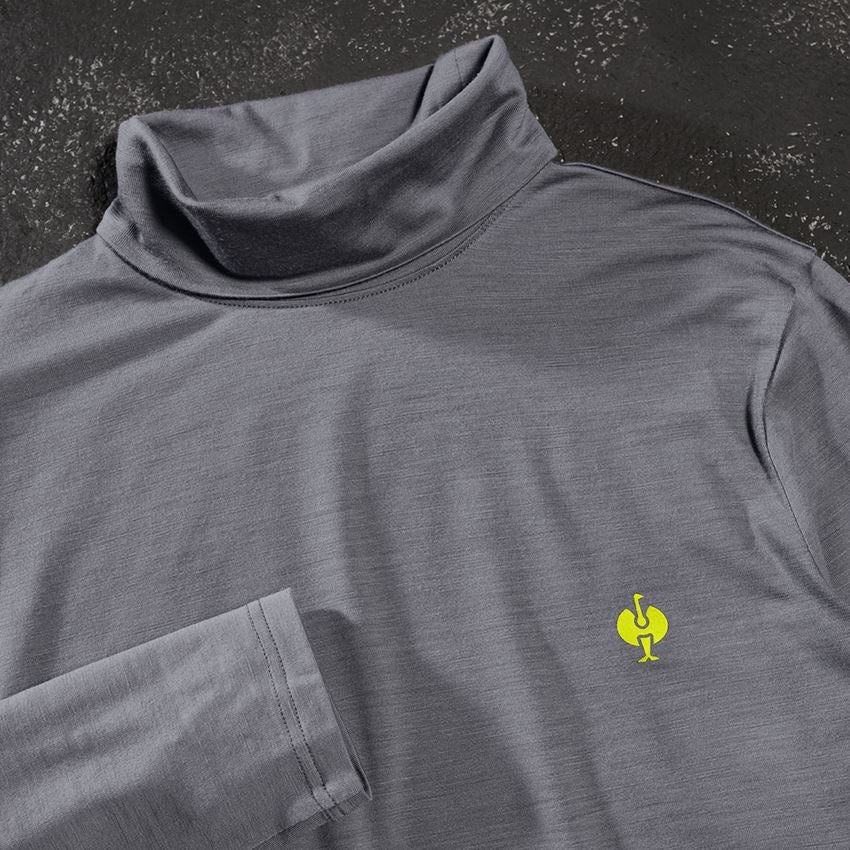 Shirts & Co.: Rollkragenshirt Merino e.s.trail + basaltgrau/acidgelb 2