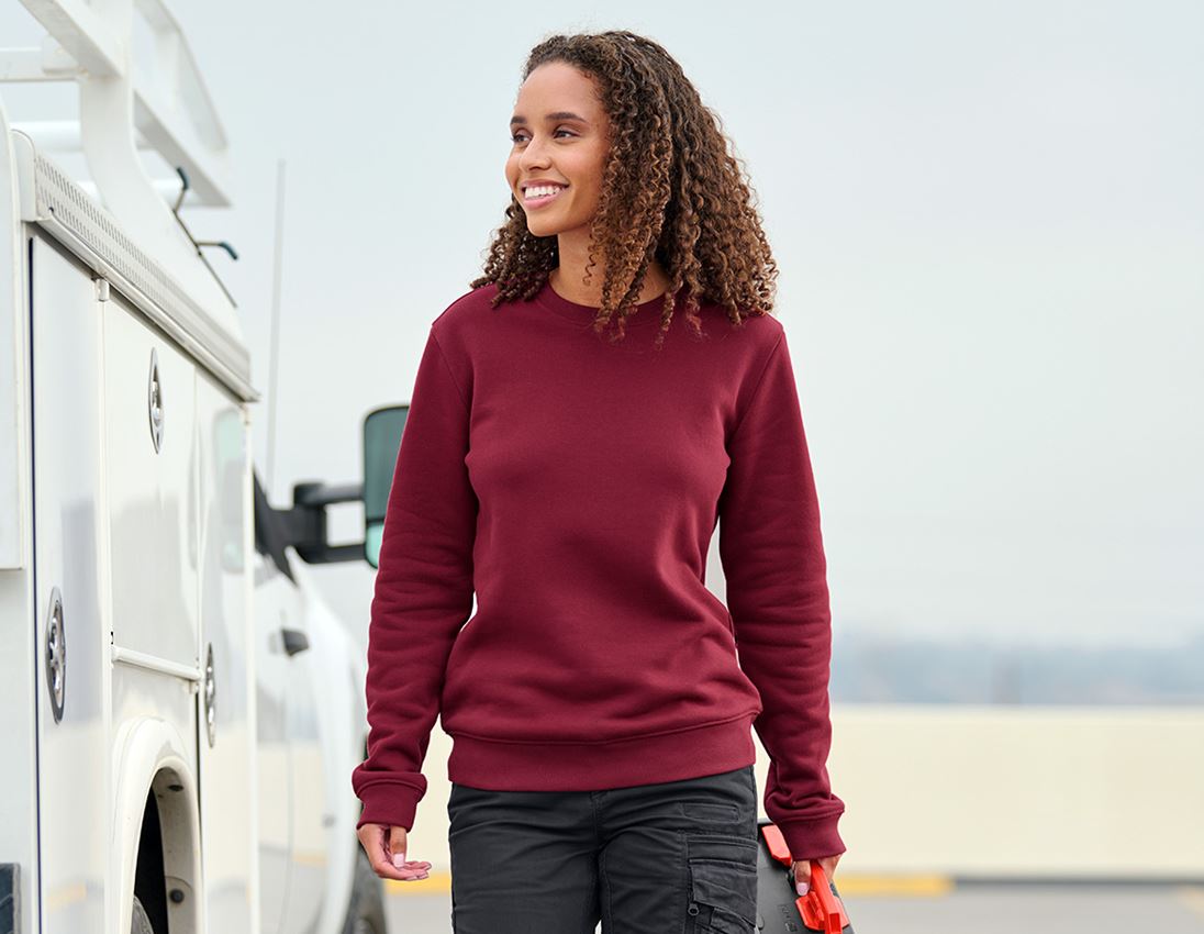 Topics: e.s. Sweatshirt poly cotton, ladies' + bordeaux