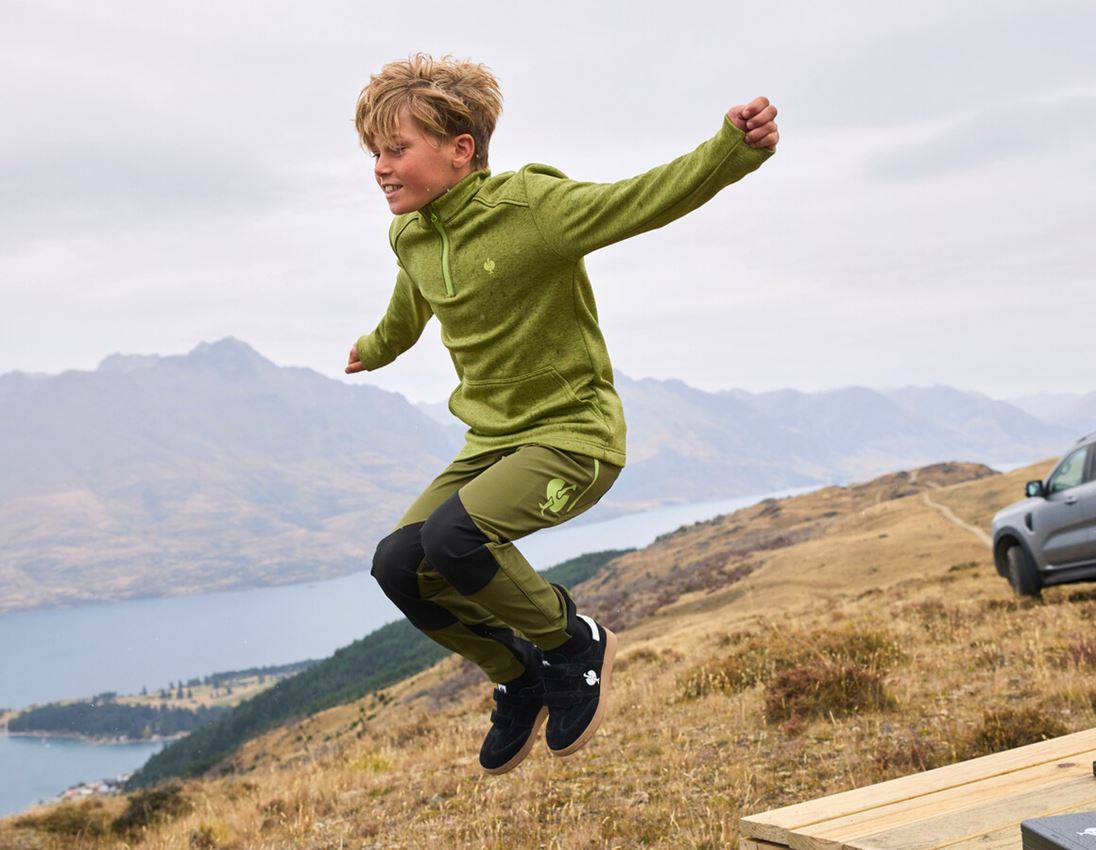 Shirts, Pullover & more: Troyer thermo stretch e.s.trail, children's + junipergreen melange/limegreen 1