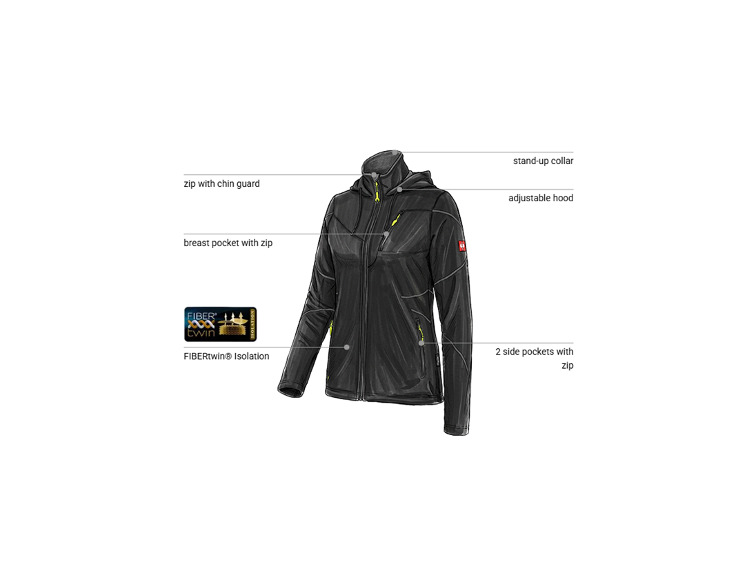 Topics: Hooded fleece jacket e.s.motion 2020, ladies' + black 1