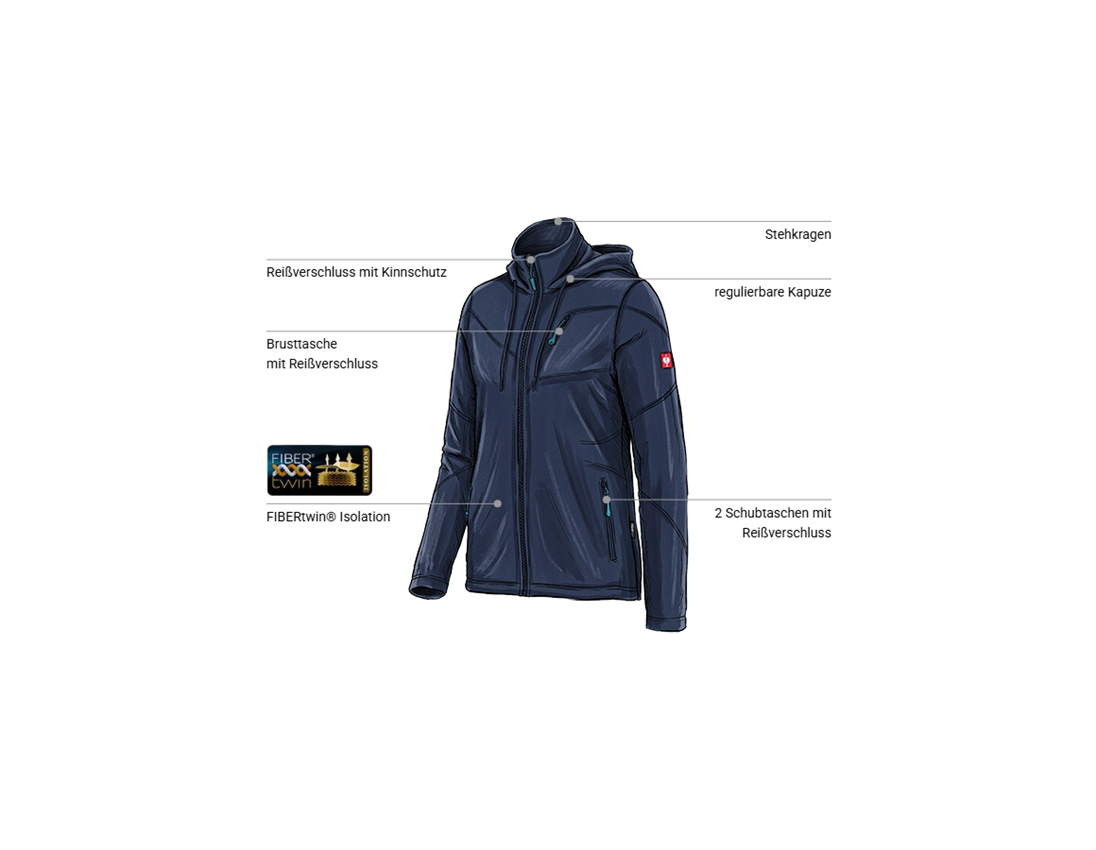 Jacken: Kapuzen Fleece Jacke e.s.motion 2020, Damen + dunkelblau 1