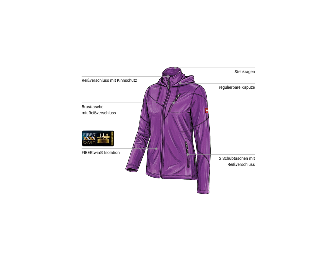 Jacken: Kapuzen Fleece Jacke e.s.motion 2020, Damen + violett 1