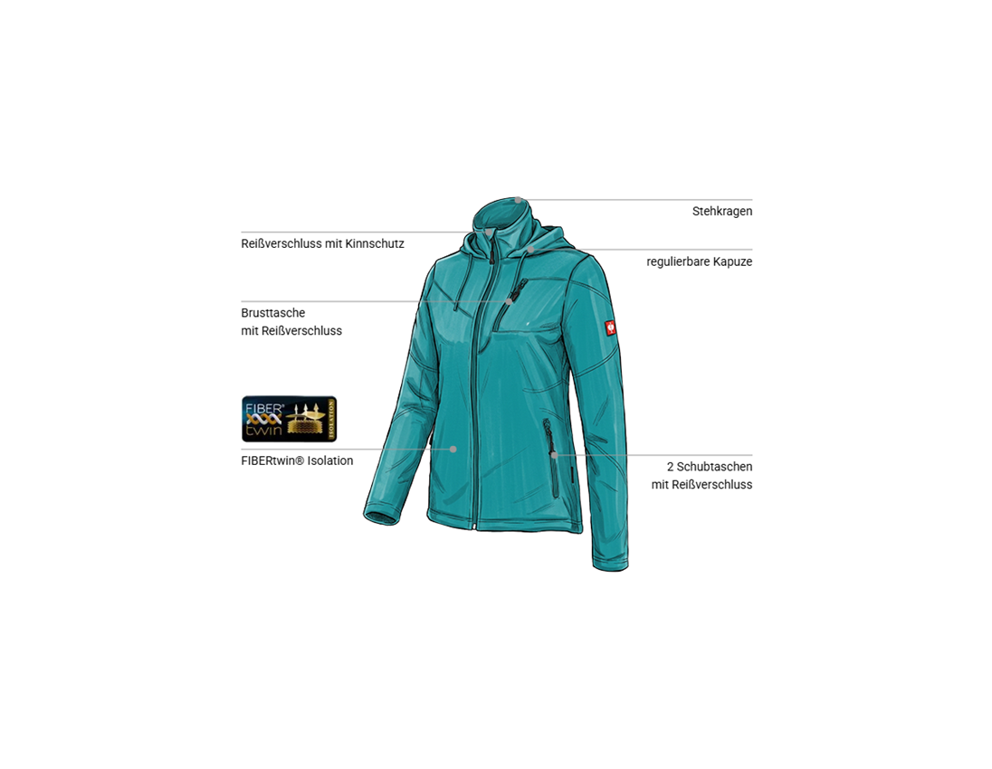 Jacken: Kapuzen Fleece Jacke e.s.motion 2020, Damen + ozean 1