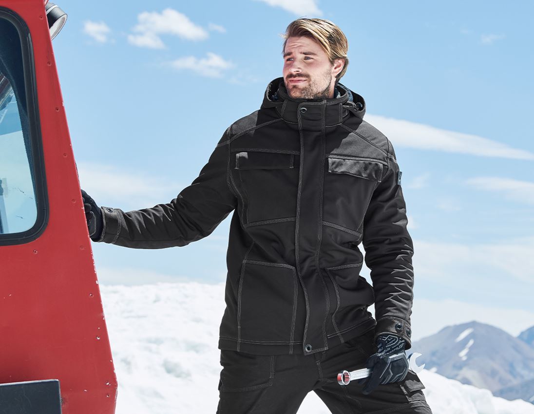 Work Jackets: Winter softshell jacket e.s.roughtough + black