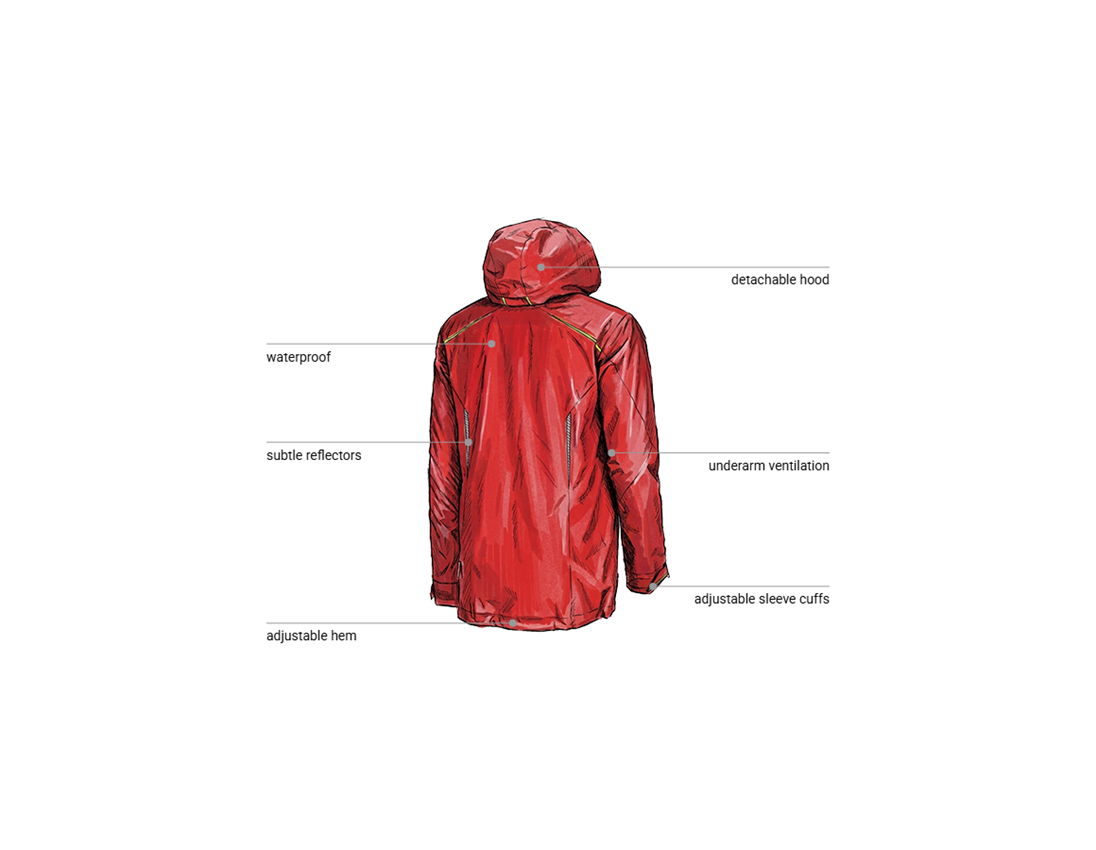 Clothing: 3 in 1 functional jacket e.s.motion 2020, men's + fiery red/high-vis yellow 2
