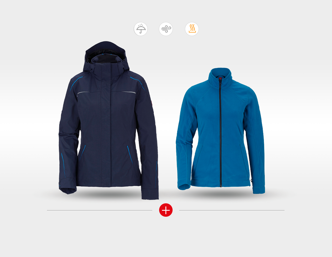 Clothing: 3 in 1 functional jacket e.s.motion 2020, ladies' + navy/atoll 2