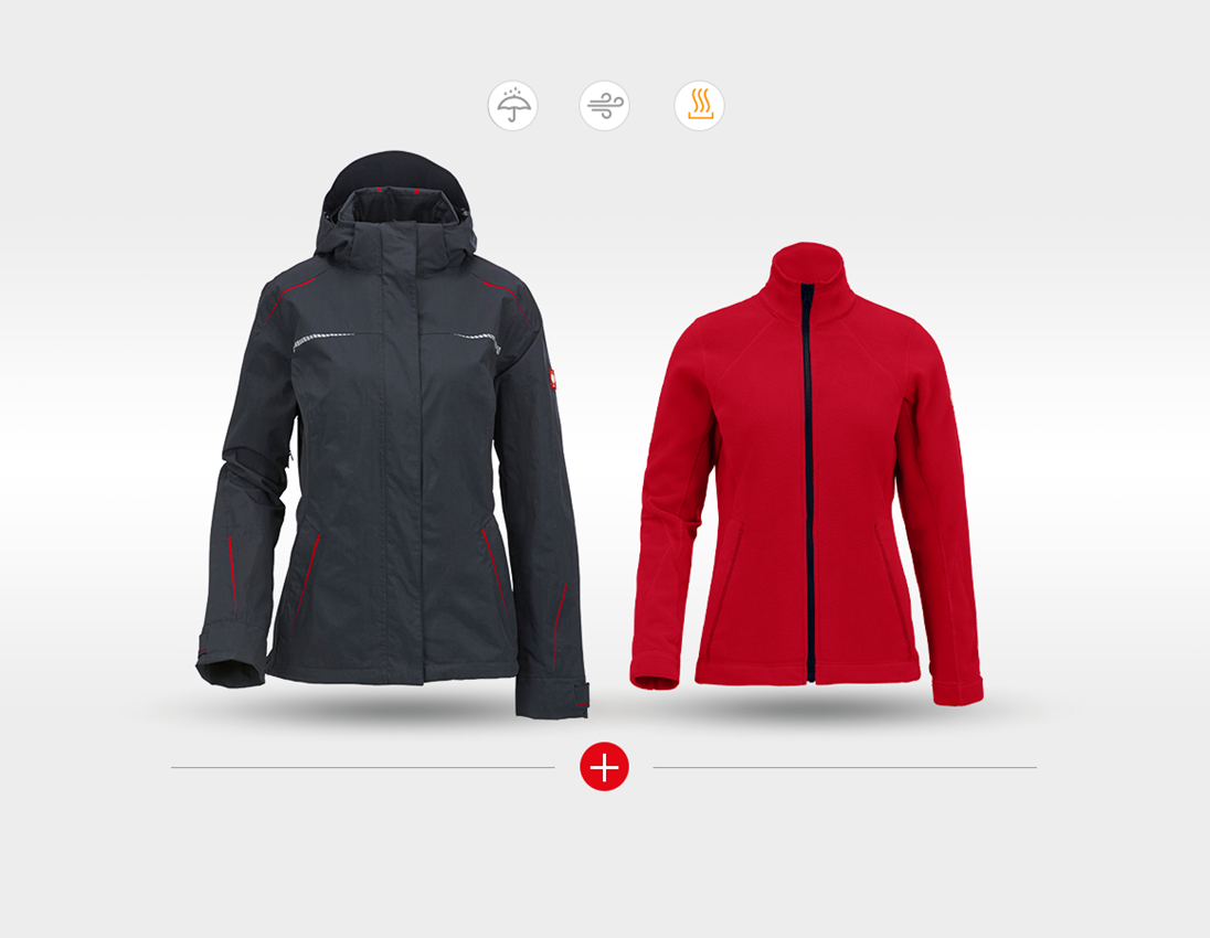 Jacken: 3 in 1 Funktionsjacke e.s.motion 2020, Damen + graphit/feuerrot 3