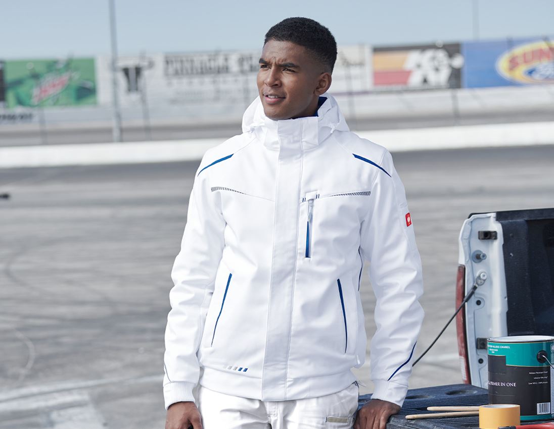 Tilers: Winter softshell jacket e.s.motion 2020, men's + white/gentianblue
