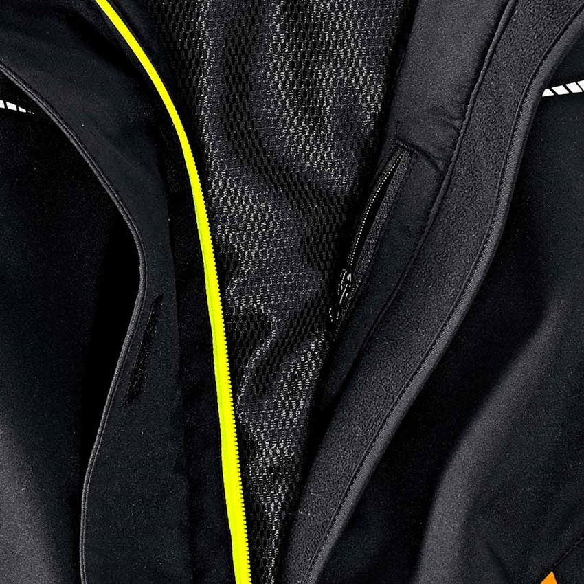 Straßenbauer: Winter Softshelljacke e.s.motion 2020, Damen + schwarz/warngelb/warnorange 2