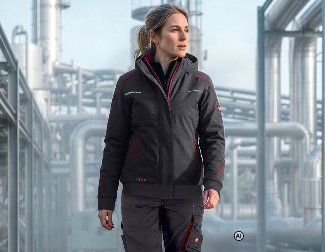 KI-generiert / modifiziert - Jacken: Winter Softshelljacke e.s.motion 2020, Damen + graphit/feuerrot