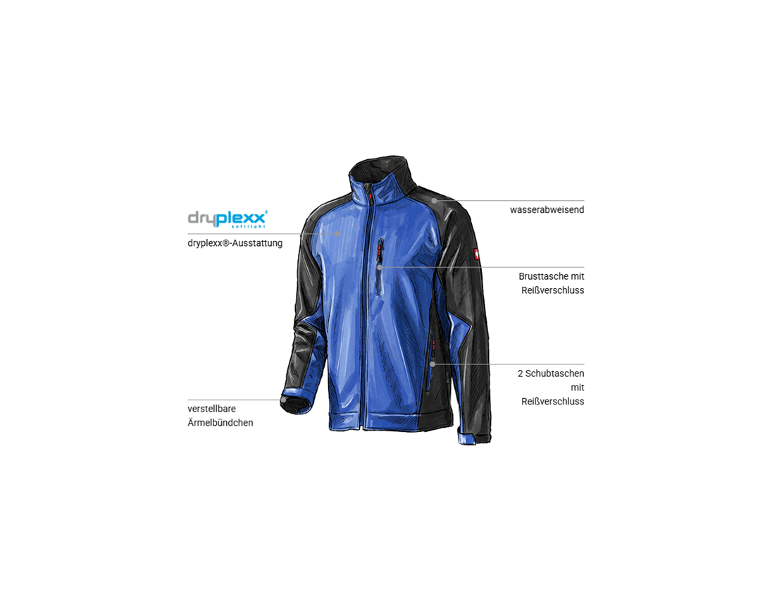 Arbeitsjacken: Softshell Jacke dryplexx® softlight + kornblau/schwarz 1
