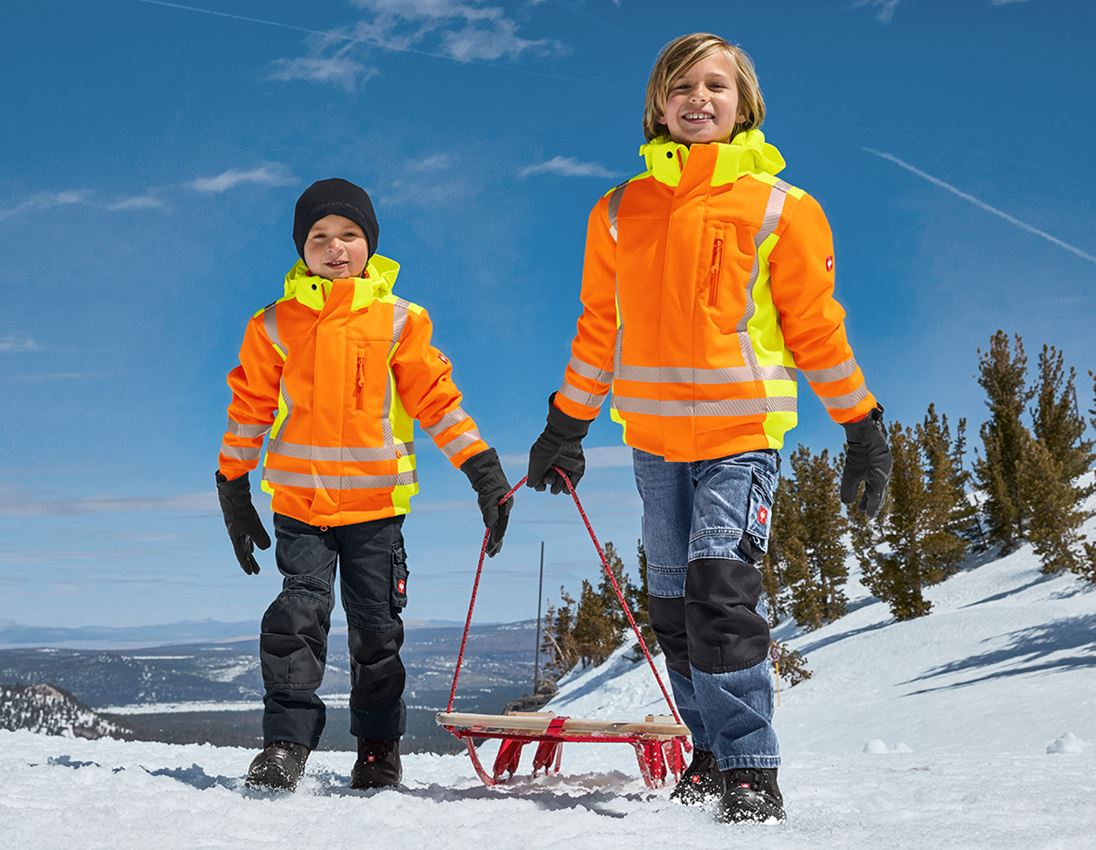 Jacken: Warnschutz Winter Softsh.jacke e.s.motion 2020,K + warnorange/warngelb 2