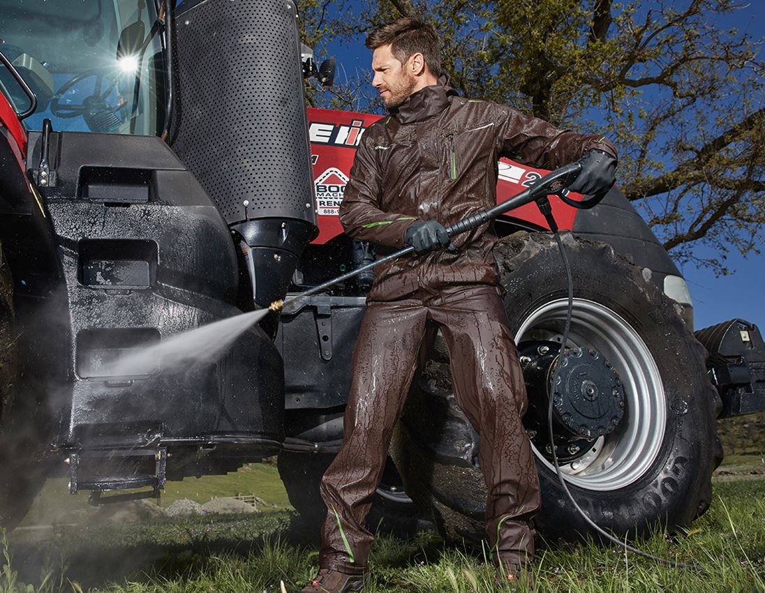 Work Jackets: Rain jacket e.s.motion 2020 superflex + chestnut/seagreen 1