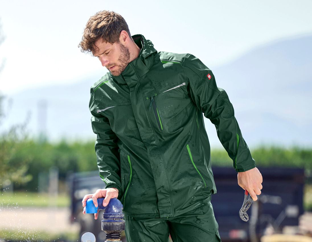 Work Jackets: Rain jacket e.s.motion 2020 superflex + green/seagreen
