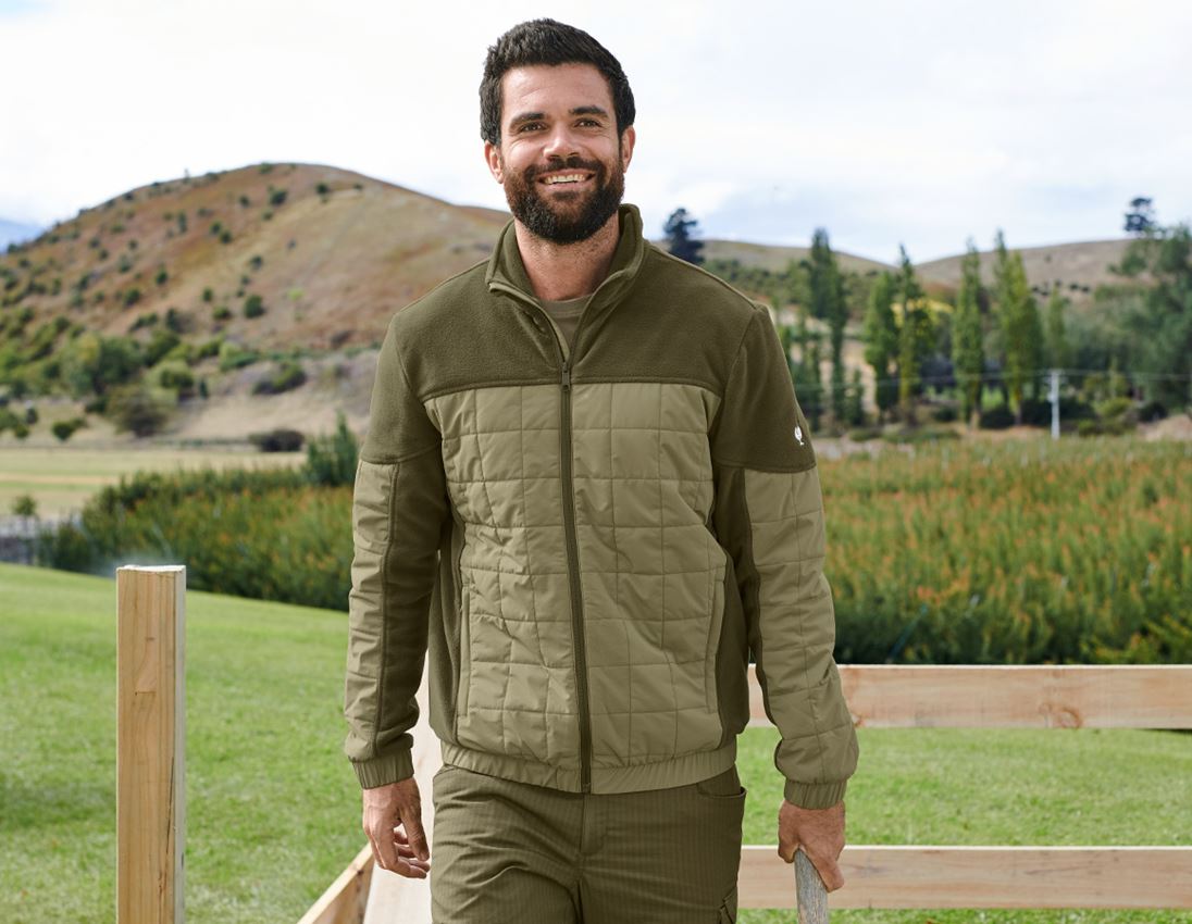 Work Jackets: Hybrid fleece jacket e.s.concrete + mudgreen/stipagreen