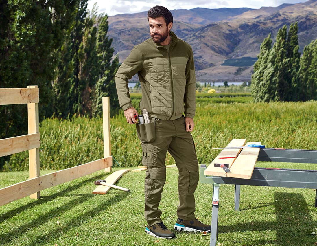 Work Jackets: Hybrid fleece jacket e.s.concrete + mudgreen/stipagreen 1