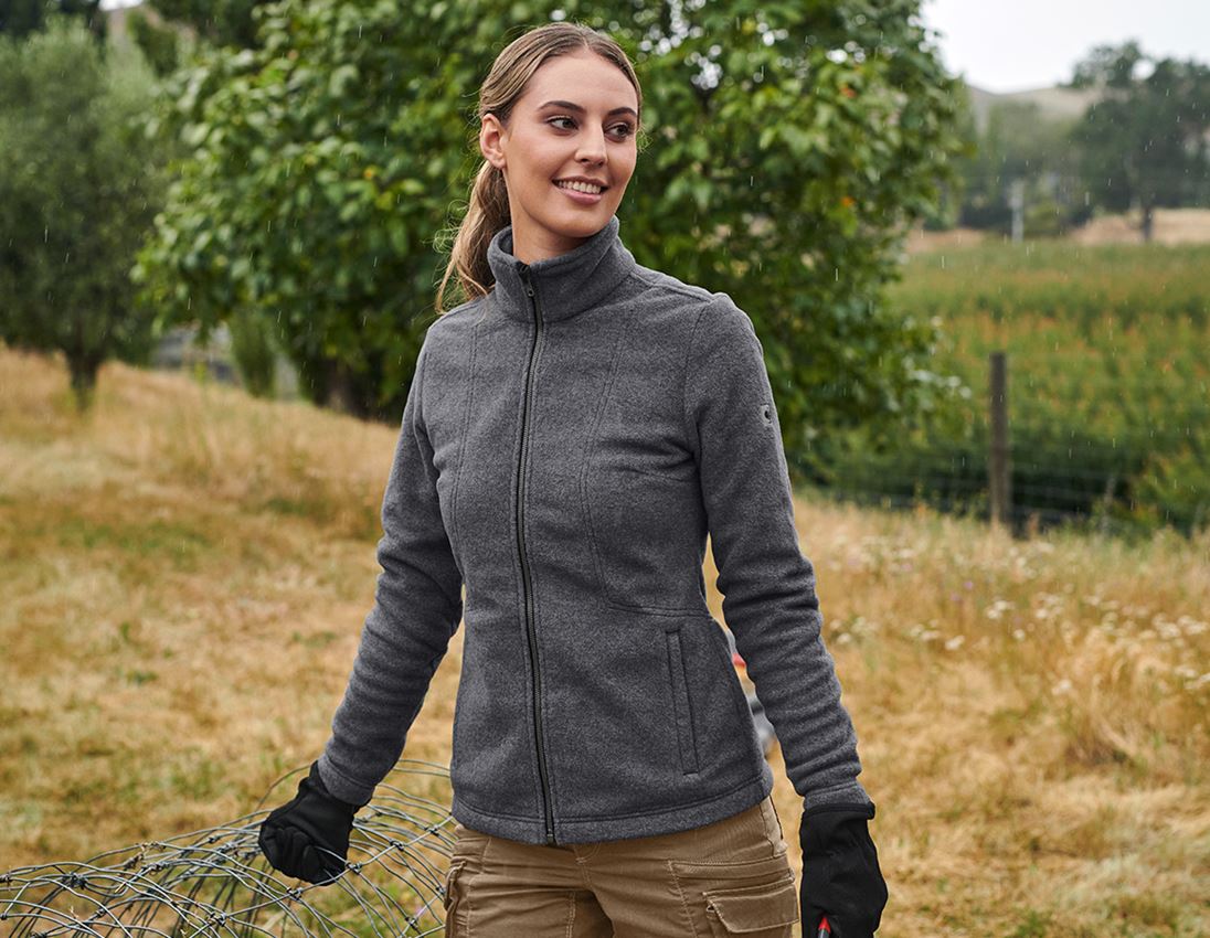 Jacken: Fleecejacke e.s.vintage, Damen + schwarz melange