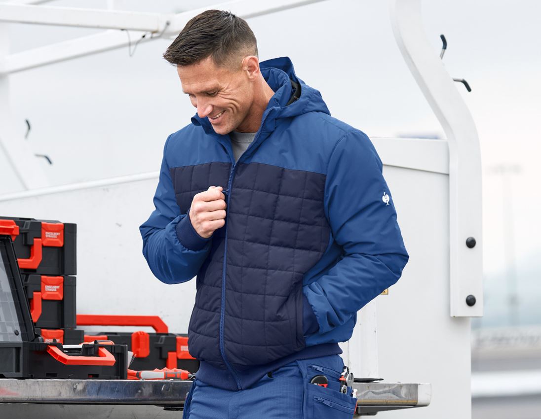 Winter jackets: Hooded pilot jacket e.s.concrete + alkaliblue/deepblue