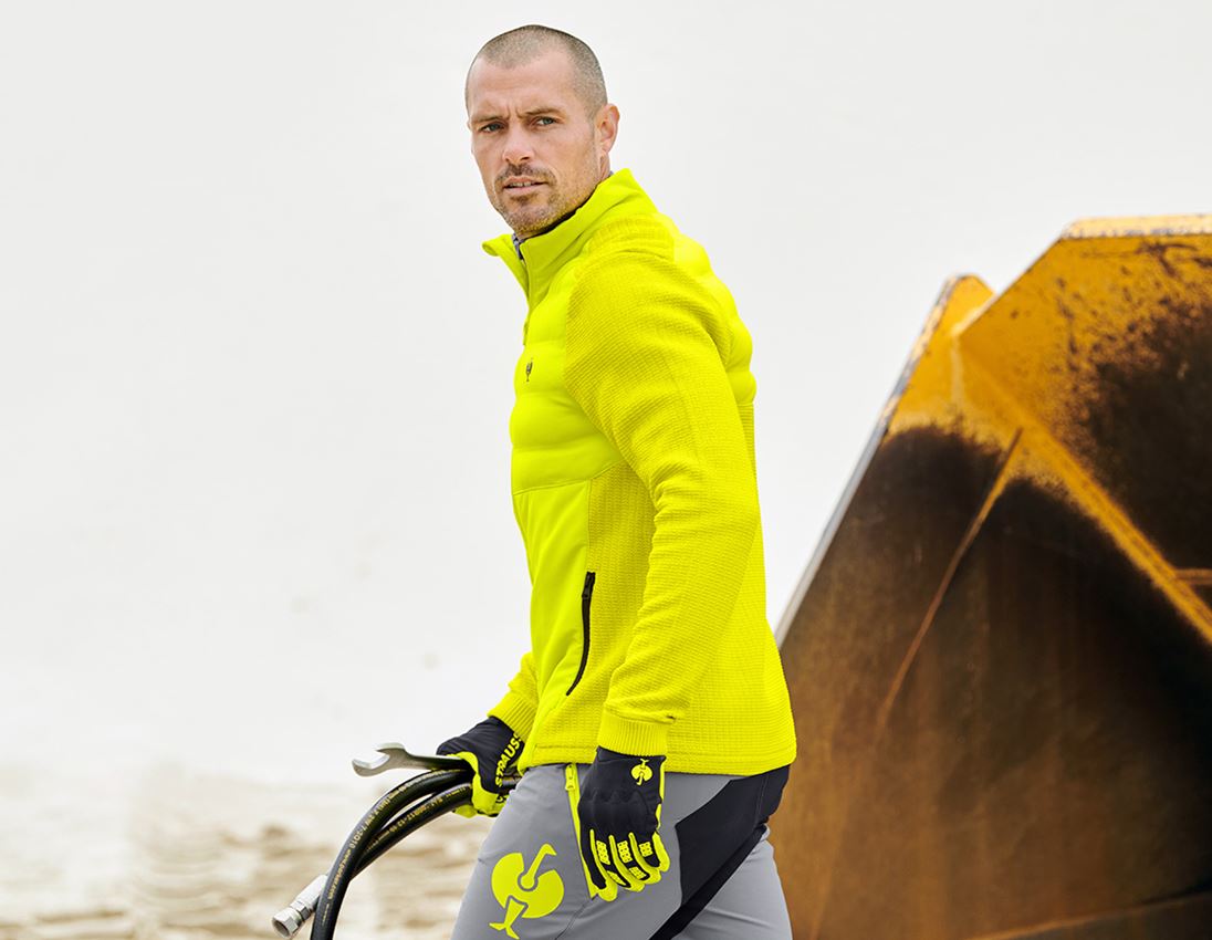 Work Jackets: Hybrid knitted jacket e.s.trail + acid yellow/black 1