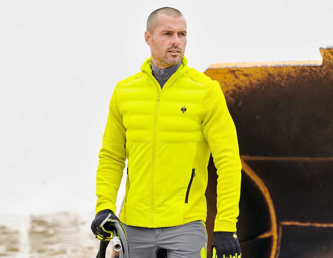Work Jackets: Hybrid knitted jacket e.s.trail + acid yellow/black