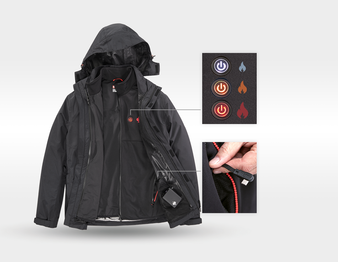 Arbeitsjacken: 3 in 1 Heizjacke e.s.concrete + schwarz 4