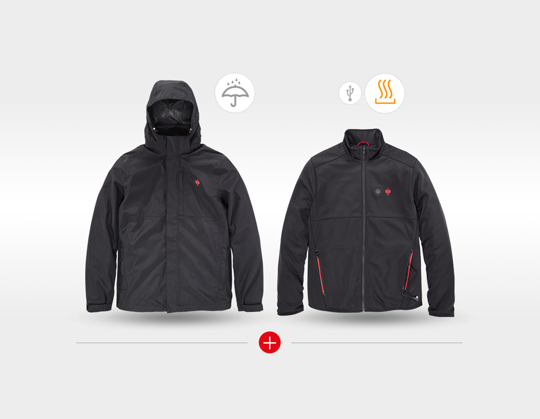 Arbeitsjacken: 3 in 1 Heizjacke e.s.concrete + schwarz 3