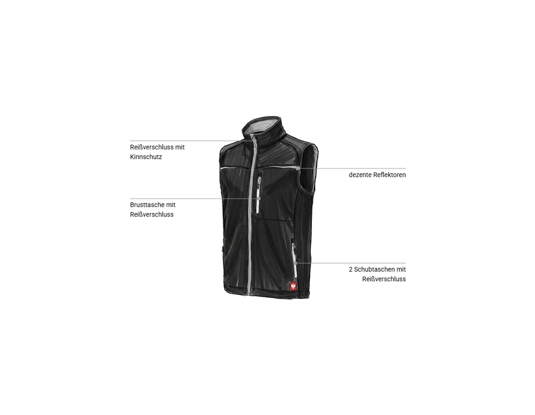 Westen: Softshell Weste e.s.motion 2020 + schwarz/platin 1
