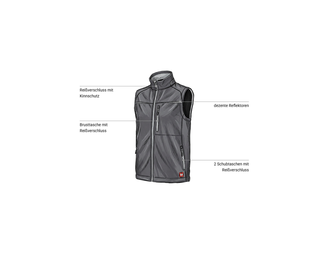 Themen: Softshell Weste e.s.motion 2020 + anthrazit/platin 1