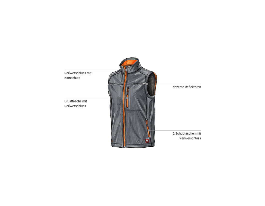 Themen: Softshell Weste e.s.motion 2020 + anthrazit/warnorange 1