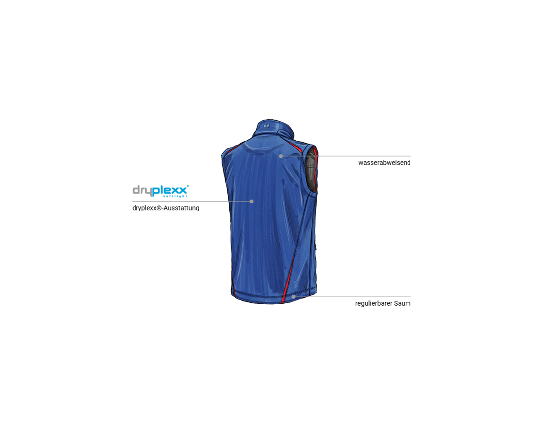 Westen: Softshell Weste e.s.motion 2020 + kornblau/feuerrot 2