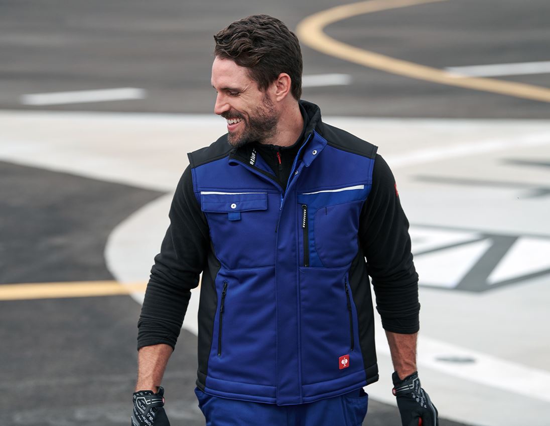 Work Body Warmer: Softshell bodywarmer e.s.motion + royalblue/black