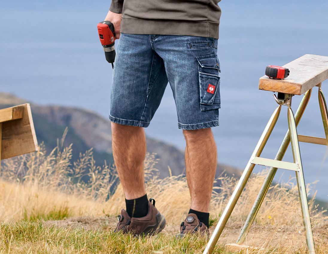 Arbeitshosen: e.s. Worker-Jeans-Short + darkwashed