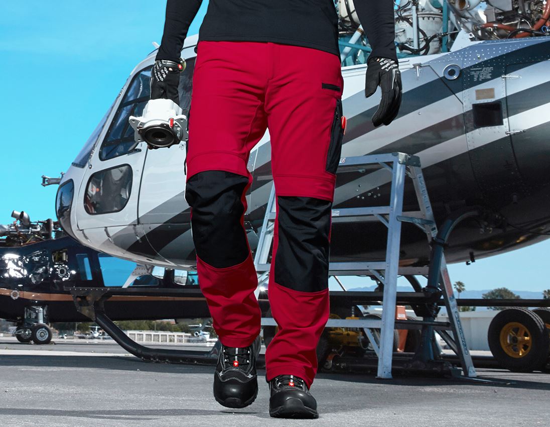 Roofers: Functional trousers e.s.dynashield + fiery red/black