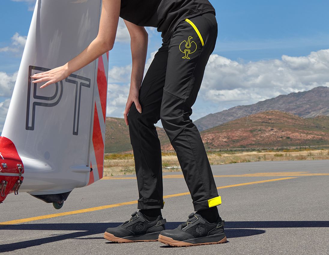 Fliesenleger: Funktionshose e.s.trail, Damen + schwarz/acidgelb