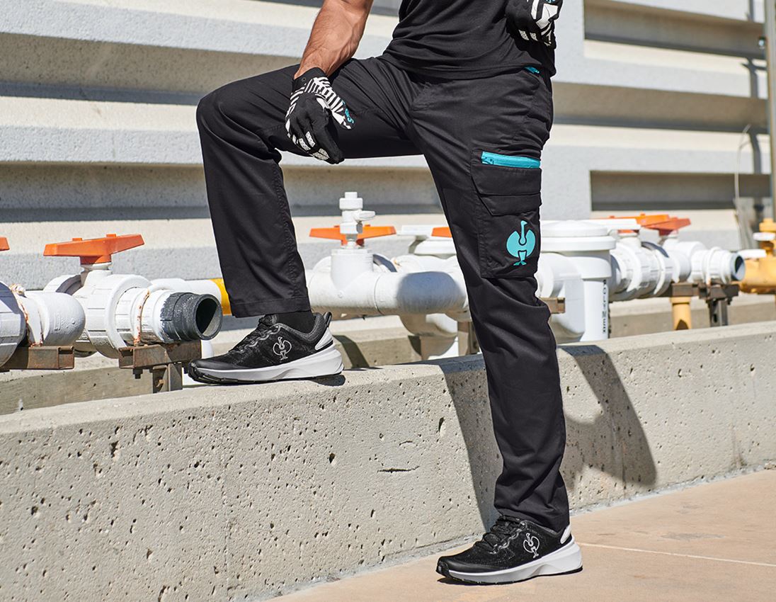 Work Trousers: Cargo trousers e.s.trail + black/lapisturquoise