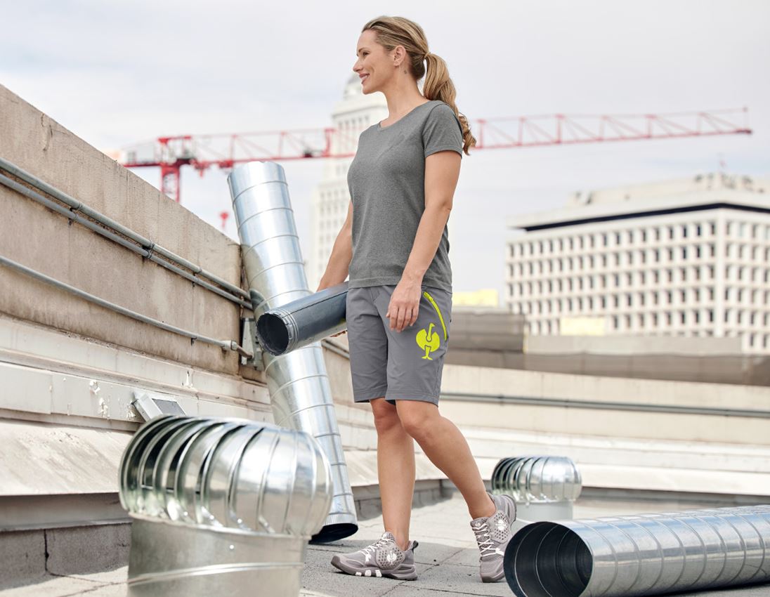 Work Trousers: Functional shorts e.s.trail, ladies' + basaltgrey/acid yellow 1