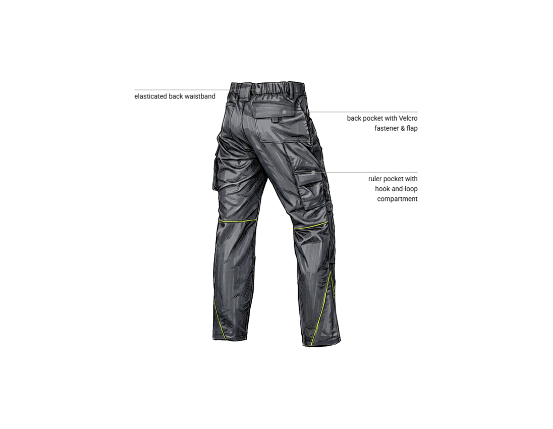 Work Trousers: Winter trousers e.s.line.core + carbongrey/high-vis yellow 2