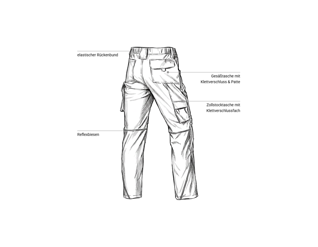 Arbeitshosen: Stretch Bundhose e.s.line.core + weiß/platin 2