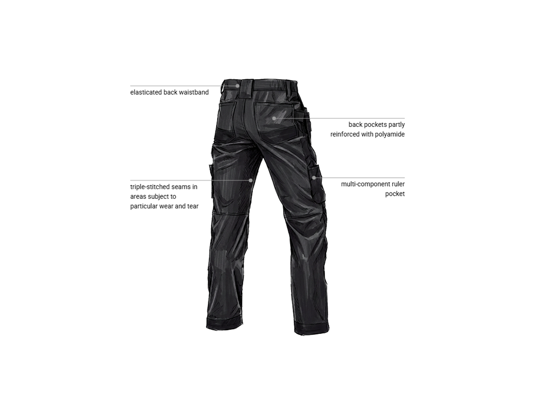 Work Trousers: Stretch Holster trousers e.s.line.core + black 2