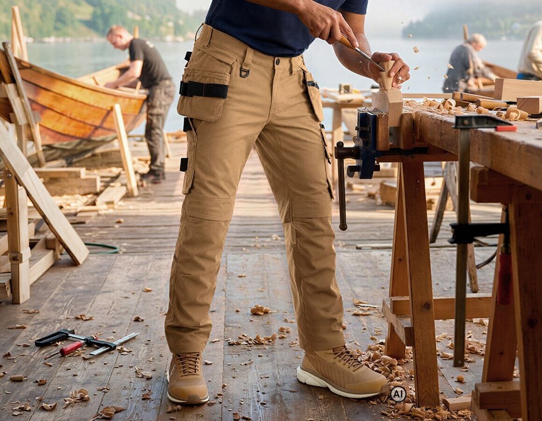 AI-generated / modified - Work Trousers: Holster trousers e.s.line.nordic canvas + almondbrown